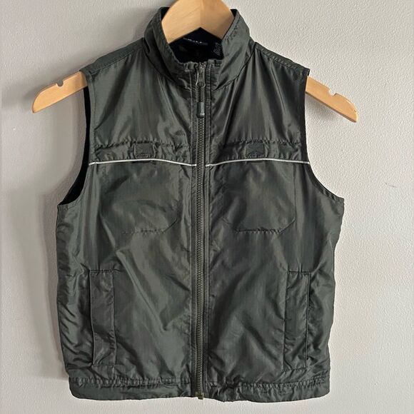 GAP Green Utility Nylon Vest Women’s Small Zip Up Reflective Trim Layer - Picture 2 of 7